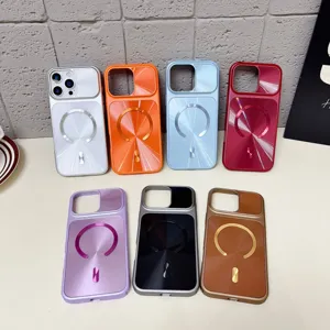Vista detallada de la funda de teléfono magnética colorida con acabado mate para varios iPhone.