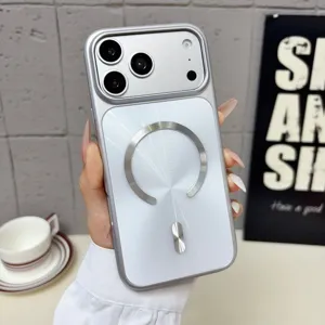 Funda de telefono PC mate magnetica compatible con soporte de anillo metalico Apple