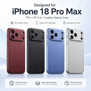 TPU PC 2-in-1 leather texture phone case designed for iPhone 18 Pro Max protection