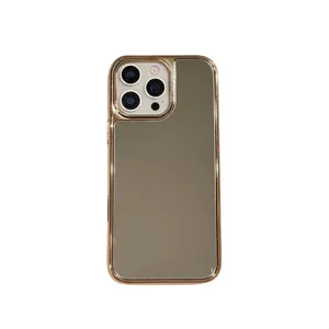 Coque de protection effet miroir galvanisé pour iPhone, étui arrière doré de luxe.