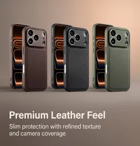 Leren telefoonhoesje voor iPhone, premium textuur, slanke valbescherming met cameracover.