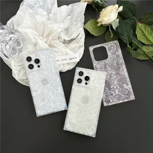 Square Shell Texture Silicone Phone Case For iPhone 16 15 14 Pro Max Luxury Colorful Protective Back Cover Mobile Access