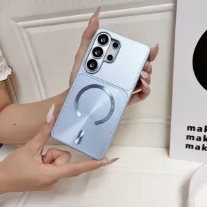 Detailed view of the magnetic phone case with metallic ring, protective back and sleek design.