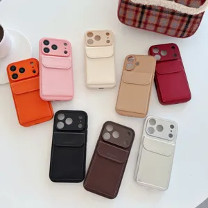 Litchi pattern leather phone case with card holder and stand for iPhone series multi-color