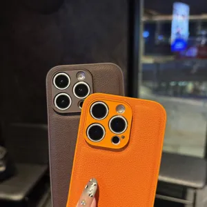 Funda protectora de cuero para iPhone 14 Pro Max 13, elegante carcasa anti-caída.