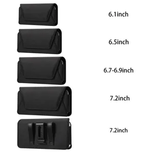 Oxford stoffen horizontale telefoonholster met riemlus, verschillende maten van 6.1 tot 7.2 inch.