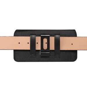 Oxford stoffen telefoonholster met riemclip en lussen voor heren zwarte heuptas handig