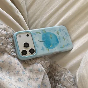Blue gradient apple goldfish phone case detailed shot for apple iphone cute soft protective cover