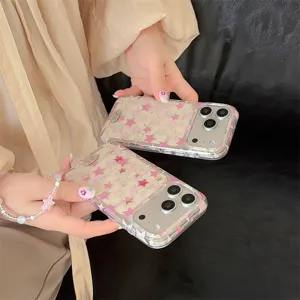 Custodia per telefono trasparente con stella rosa stile coreano a doppio strato per iphone