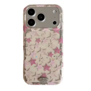 Custodia per telefono trasparente a doppio strato stella rosa retro carina coreana iPhone 17