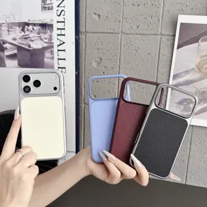 Custodia per telefono in pelle elegante per iPhone con doppia protezione e design chic.