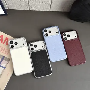 Custodia protettiva in pelle con texture premium compatibile con iPhone Pro antiurto