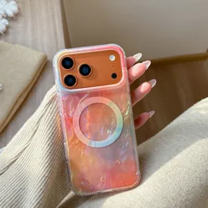 Kleurrijke graffiti schelp magnetische telefoonhoes compatibel met iPhone Pro Max.