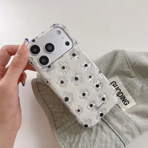 Coque de téléphone à fleurs de cristal scintillantes pour plusieurs modèles iPhone.