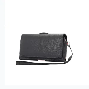 Horizontal Litchi Pattern PU Leather Phone Case Waist Bag With Belt Clip Multi Slot Card Holder Wallet Protective Sleeve Cover pouch