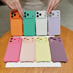 Vloeibare Siliconen TPU PC Telefoonhoesje Mat Effen Kleur Achterkant Anti Val Venster Lensbescherming Shell Voor iPhone-serie