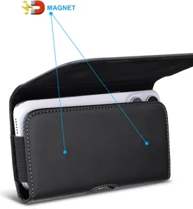 Universelle horizontale Leder Handytasche Gürtel PU Holster für große Smartphones, robust.