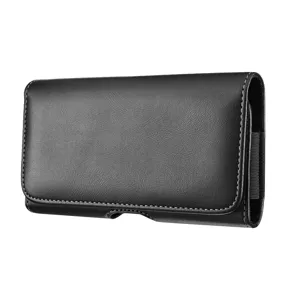 Schwarze PU Leder Handytasche Quer Holster Gürteltasche für 5.5 bis 6.0 Zoll Smartphones