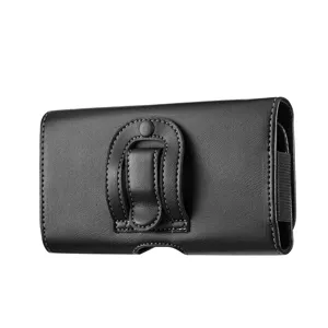 Schwarze PU-Leder Handy-Gürteltasche mit Clip, universelles Design für 5.5 bis 6.0 Zoll Smartphones.