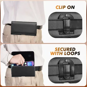 Universelle horizontale PU Leder Handy Gürteltasche Tasche mit Clip und Schlaufen für Handys.