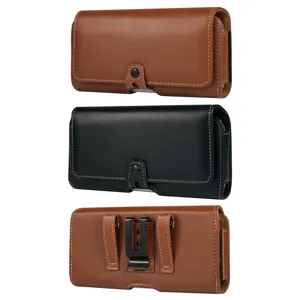 Vista dettagliata della custodia per telefono in pelle PU con fibbia magnetica e clip.