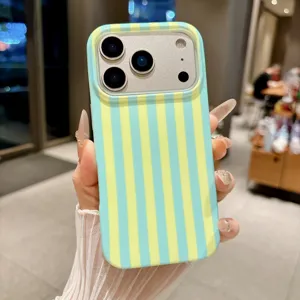 Vertical stripe IMD phone case compatible with iPhone, protective cover with camera frame.