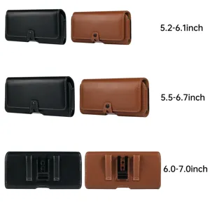 Fodero per telefono orizzontale in pelle PU con fibbia magnetica per varie dimensioni.