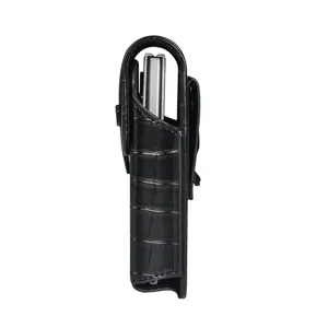 Black crocodile pattern leather phone holster belt pouch for foldable smartphone detail view