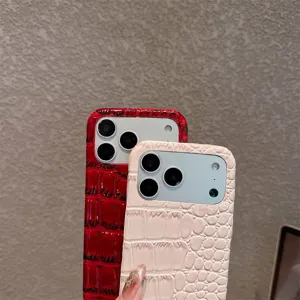 Krokodil patroon telefoonhoesje detail, effen kleur schokbestendig half-wrap voor iPhone.