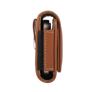 Custodia per telefono in pelle PU marsupio marrone con chiusura magnetica e porta carte.