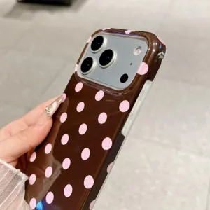 Bruine roze stippen telefoonhoesje beschermende achterkant schokbestendig stijlvol