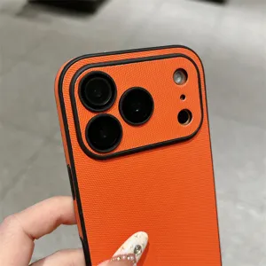 Oranje geweven textuur telefoonhoesje voor iPhone 17 Pro Max 16 15 luxe beschermhoes