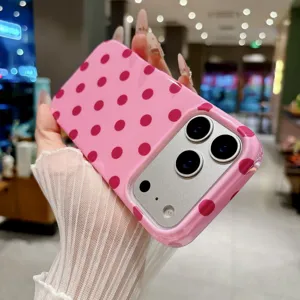 Schattig roze hoesje met stippen volledige bescherming stijlvol accessoire voor mobiel