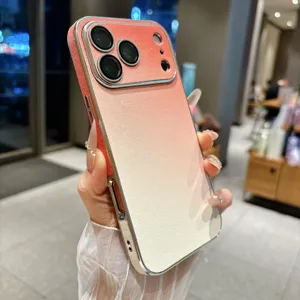 Δερμάτινη θήκη ντεγκραντέ για iPhone με μεγάλο παράθυρο, μαλακό προστατευτικό κάλυμμα.
