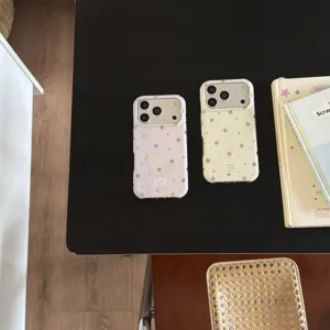 Cute colorful stars phone case rounded edges for iPhone stylish protective cover detail view