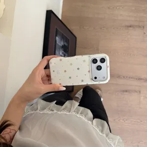 Korean style colorful star phone case for iPhone 17 Pro Max 16 15, cute white protective cover.