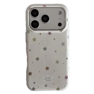 Cute colorful stars patterned phone case with round edges for apple iphone protective back cover