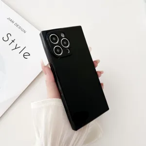 Sleek black square TPU phone case with precise camera cutouts for ultimate daily protection.