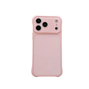 Roze matte siliconen telefoonhoesje met groot cameraruit, schokbestendige achterkant case.