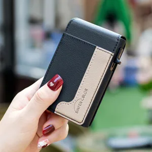 Men's minimalist metal card holder slim pop up credit card wallet black beige compact