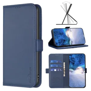 Leren flip telefoonhoesje met kaartsleuven en handige standfunctie voor iPhone.