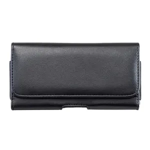 Detailansicht der hochwertigen PU Leder universal horizontalen Handy Gürteltasche.
