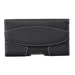 Funda de cinturón para teléfono móvil de cuero PU negro para hombre con ranura para tarjetas