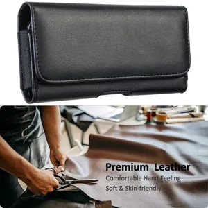 Universelle PU Leder Handy Gürteltasche Handytasche für große Smartphones in Schwarz