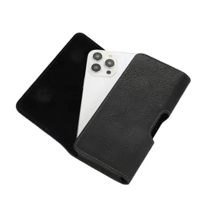 Men leather waist phone pouch horizontal belt holster for 6.1 6.5 6.7 inch smartphones bag
