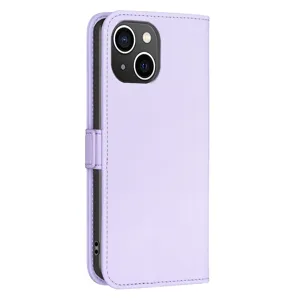 Lila PU lederen flip telefoonhoesje met veilige magneetsluiting voor dagelijkse bescherming.