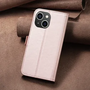 Roze PU lederen flip telefoonhoesje met magneetsluiting, premium textuur en precieze uitsparingen.
