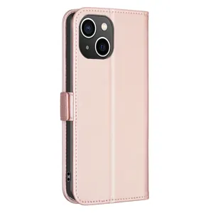 Stijlvol roze PU lederen portemonnee hoesje met handige magnetische sluiting voor iPhone.