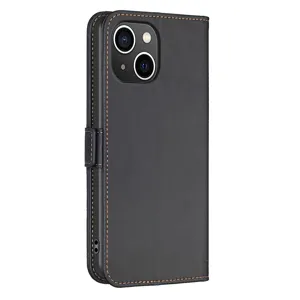 Hoesje van PU leer voor iPhone, zwarte portemonnee beschermhoes met handige kaartsleuven.