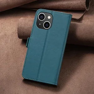 Gedetailleerd overzicht van het donkerblauwe PU lederen flipcase hoesje met precieze uitsparingen.